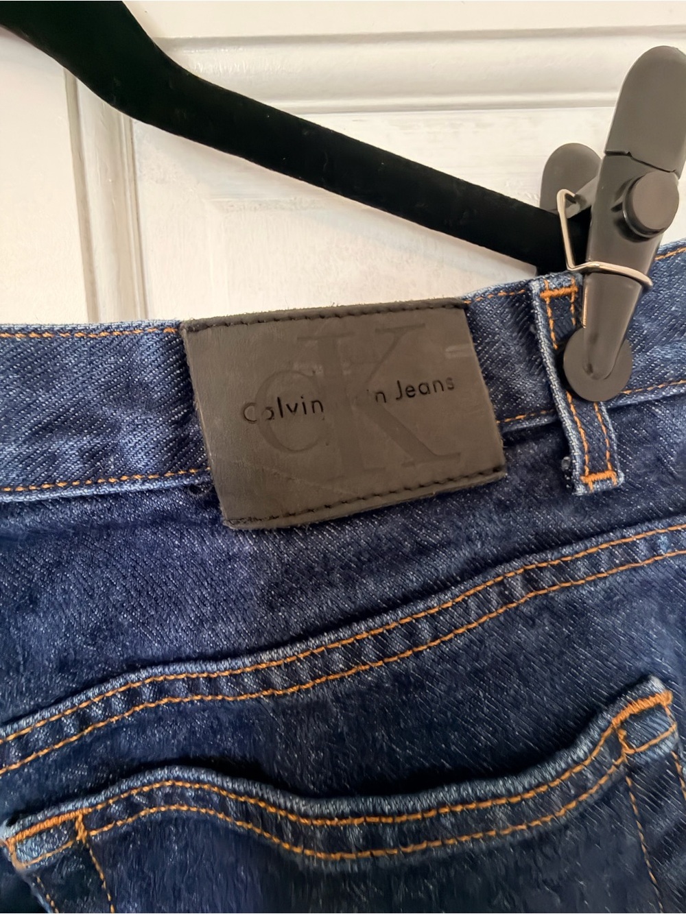 Calvin Klein Jeans Dark Blue Denim Jeans with Copper Stitching - Picture 4 of 6